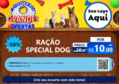 Modelo de Cartaz para Cartaz A4 Horizontal com o tema Aqui Tem Grandes Ofertas - Pet Shop para Pet Shop