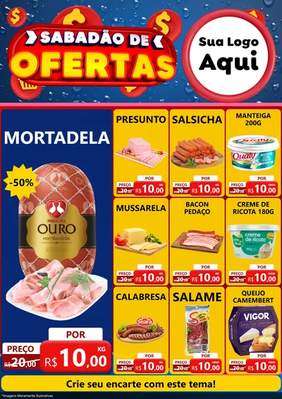 Modelo de Encarte para Encarte A4 Vertical com o tema Sabadão de Ofertas para Frios e Laticínios