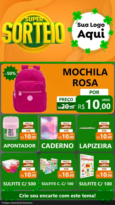 Modelo de Rede Social para Stories com o tema Super Sorteio para Papelaria