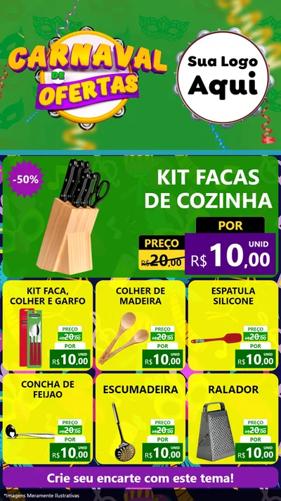 Modelo de Rede Social para Stories com o tema Carnaval de Ofertas para Utilidades Domésticas