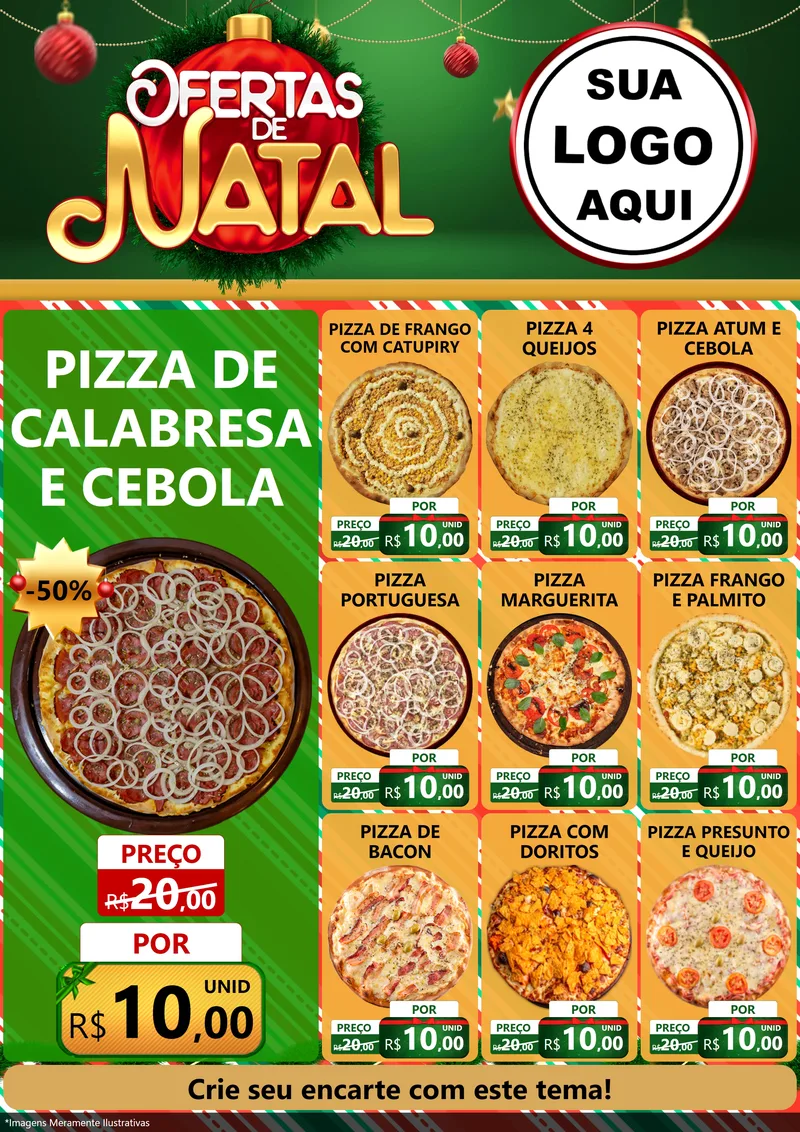 Modelo de Encarte para Encarte A4 Vertical com o tema Ofertas de Natal para Pizzaria