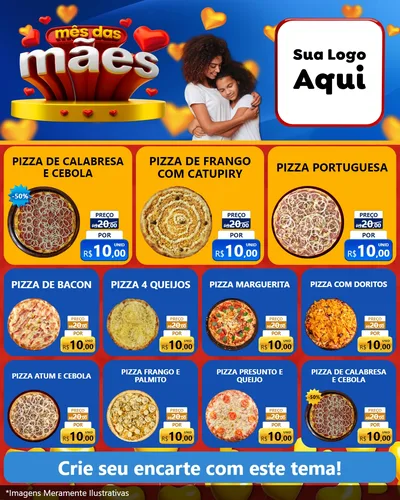 Modelo de Rede Social para Feed Instagram com o tema Mês das Mães para Pizzaria