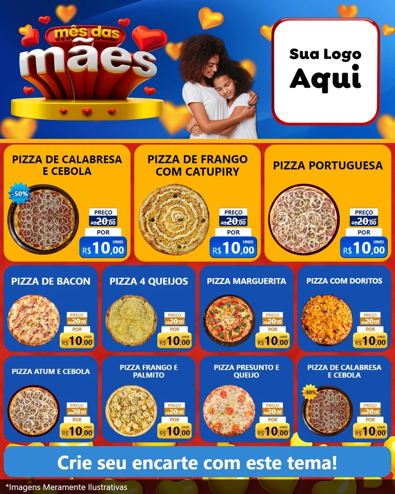 Modelo de Rede Social para Feed Instagram com o tema Mês das Mães para Pizzaria
