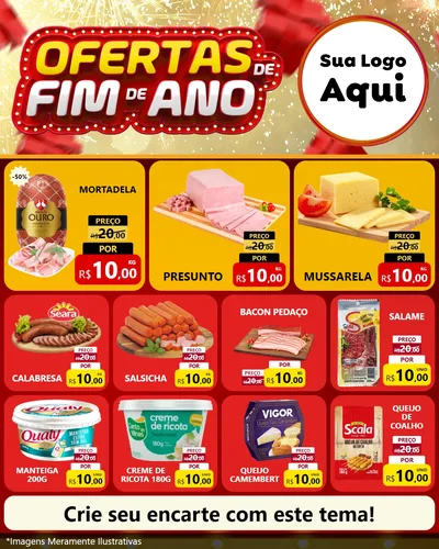 Modelo de Rede Social para Feed Instagram com o tema Ofertas de Fim de Ano para Frios e Laticínios