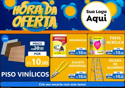 Modelo de Encarte para Encarte A4 Horizontal com o tema Hora da Oferta para Material para Construção