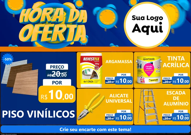 Modelo de Encarte para Encarte A4 Horizontal com o tema Hora da Oferta para Material para Construção