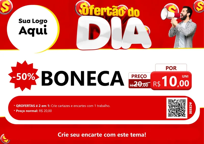 Modelo de Cartaz para Cartaz A4 Horizontal com o tema Ofertão do dia para Brinquedos