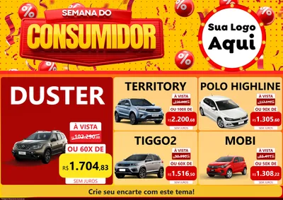 Modelo de Encarte para Encarte A4 Horizontal com o tema Semana do Consumidor para Concessionaria de Carros