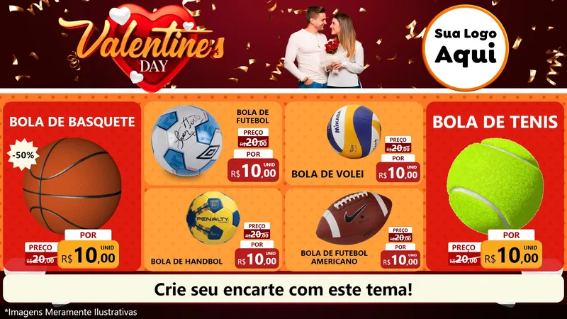 Modelo de TV para TV Horizontal com o tema Valentine's Day para Artigos Esportivos