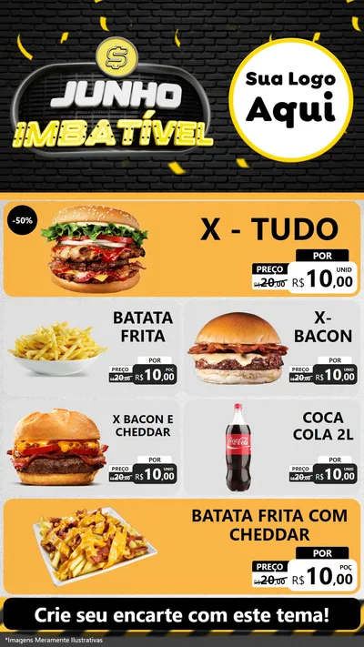 Modelo de TV para TV Vertical com o tema Junho Imbatível para Hamburgueria