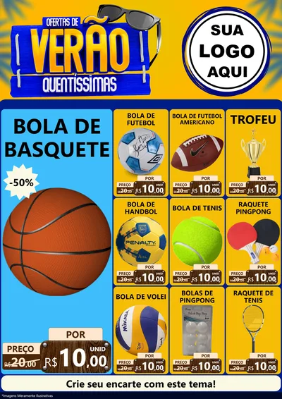 Modelo de Encarte para Encarte A4 Vertical com o tema Ofertas de Verão Quentíssimas para Artigos Esportivos