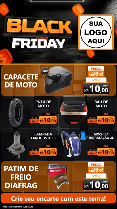 Modelo de TV para TV Vertical com o tema Black Friday para Moto peças