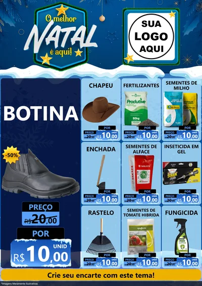 Modelo de Encarte para Encarte A4 Vertical com o tema O Melhor Natal É Aqui! para Agropecuária