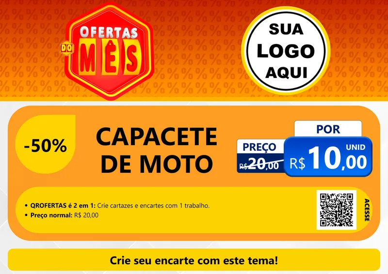 Modelo de Cartaz para Cartaz A4 Horizontal com o tema Ofertas do Mês para Moto peças