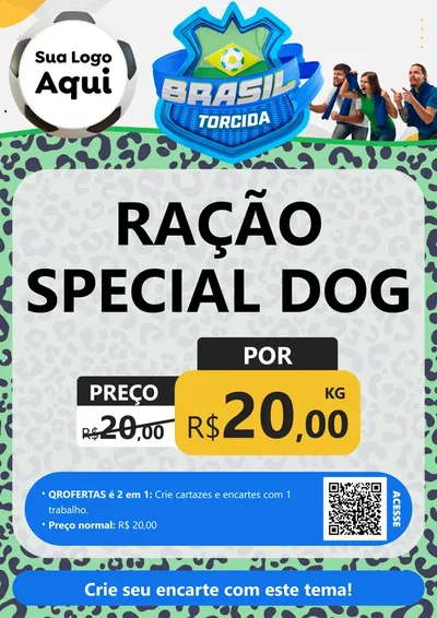 Modelo de Cartaz para Cartaz A4 Vertical com o tema Brasil Torcida - Copa para Pet Shop