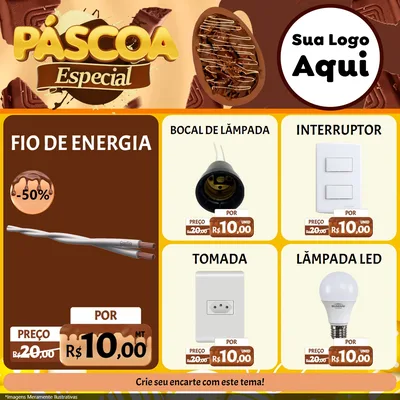 Modelo de Rede Social para Feed Facebook com o tema Páscoa Especial para Materiais Elétricos