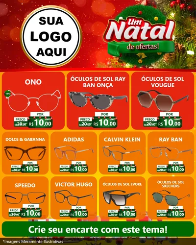 Modelo de Rede Social para Feed Instagram com o tema Um Natal de Ofertas para Óticas