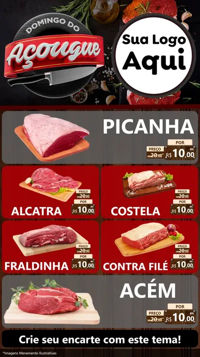 Modelo de TV para TV Vertical com o tema Domingo do Açougue para Açougue