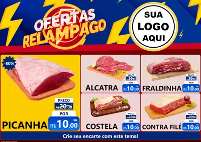 Modelo de Encarte para Encarte A4 Horizontal com o tema Ofertas Relâmpago para Açougue