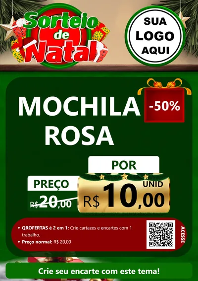 Modelo de Cartaz para Cartaz A4 Vertical com o tema Sorteio de Natal para Papelaria