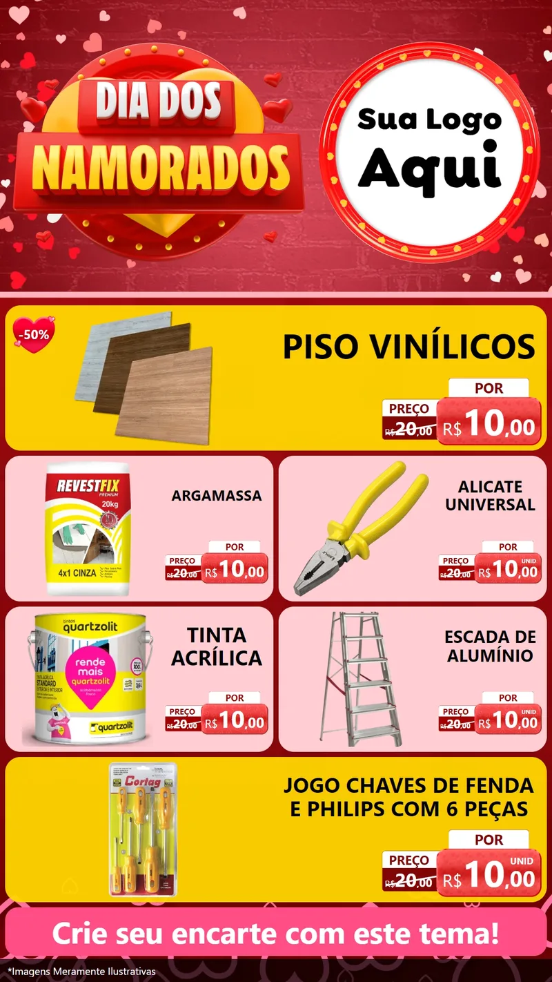 Modelo de TV para TV Vertical com o tema Dia Dos Namorados para Material para Construção
