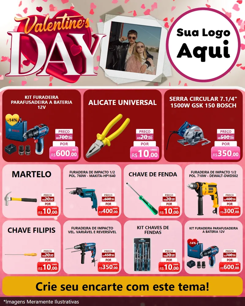 Modelo de Rede Social para Feed Instagram com o tema Valentine's Day para Maquinas e Ferramentas