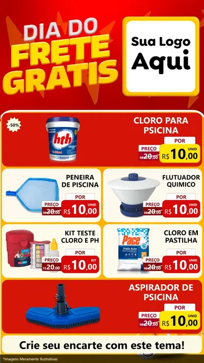 Modelo de TV para TV Vertical com o tema Dia do Frete Grátis para Produtos para Piscina