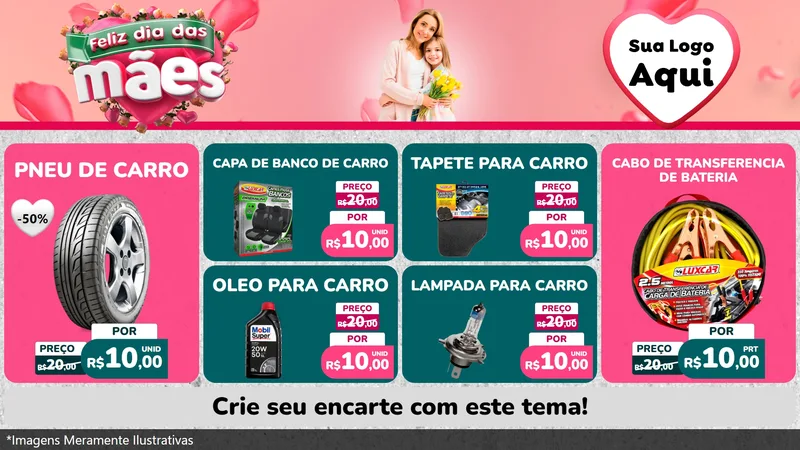 Modelo de TV para TV Horizontal com o tema Feliz Dia das Mães para Auto peças