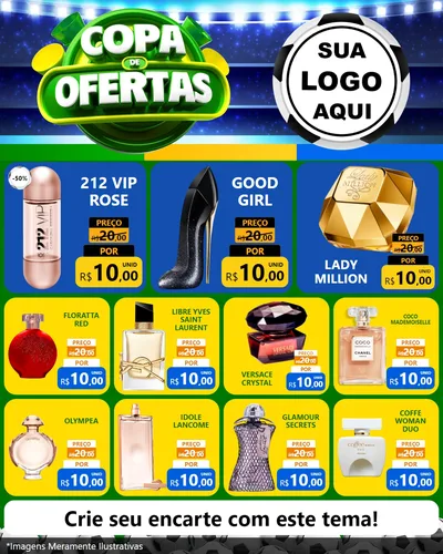 Modelo de Rede Social para Feed Instagram com o tema Copa de Ofertas para Perfumes