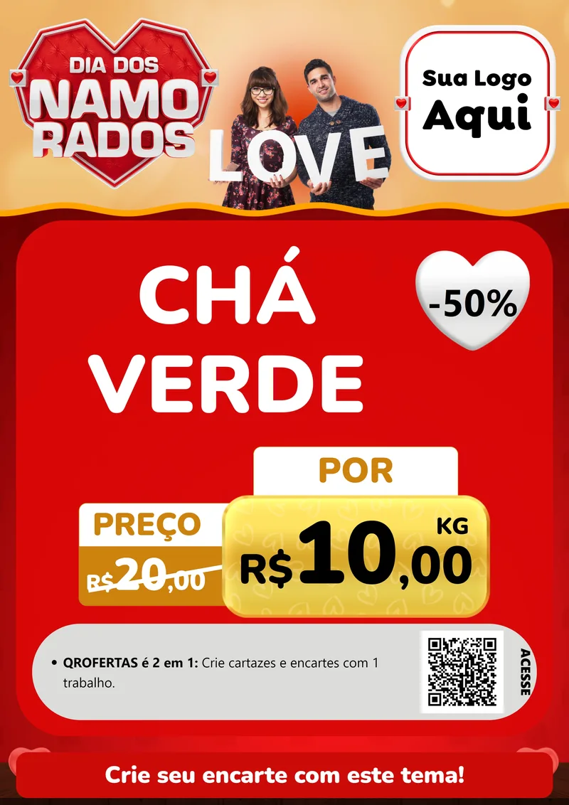 Modelo de Cartaz para Cartaz A4 Vertical com o tema Dia dos Namorados para Produtos Naturais