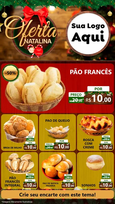 Modelo de Rede Social para Stories com o tema Ofertas Natalina para Padaria