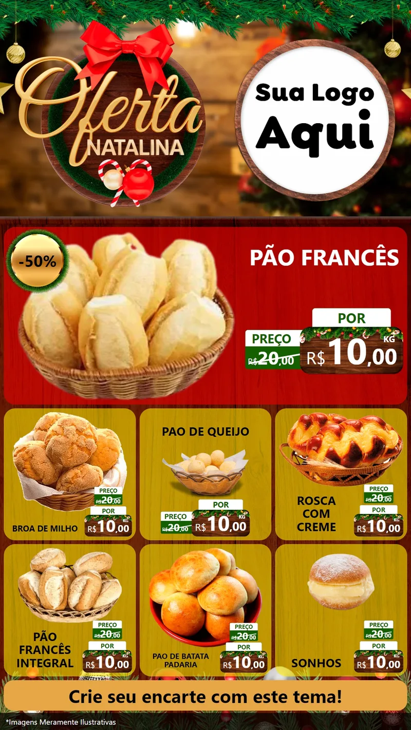 Modelo de Rede Social para Stories com o tema Ofertas Natalina para Padaria