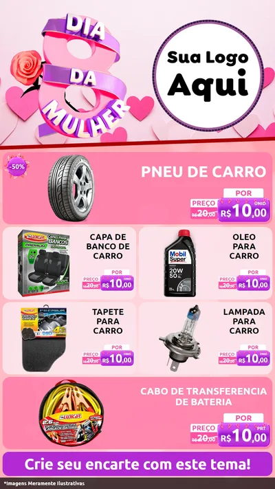 Modelo de TV para TV Vertical com o tema Dia da Mulher para Auto peças