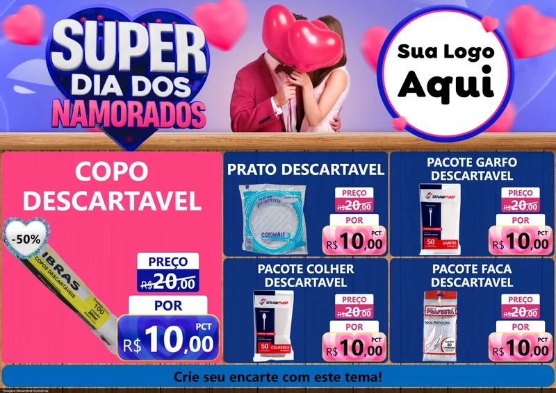 Modelo de Encarte para Encarte A4 Horizontal com o tema Super Dia dos Namorados para Embalagens