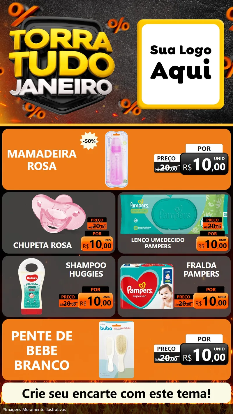 Modelo de TV para TV Vertical com o tema Torra Tudo Janeiro para Bebês