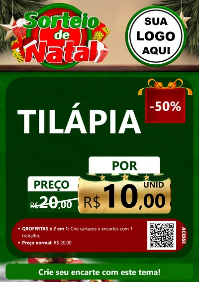 Modelo de Cartaz para Cartaz A4 Vertical com o tema Sorteio de Natal para Peixaria