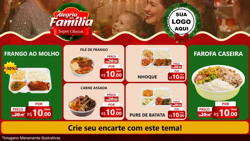 Modelo de TV para TV Horizontal com o tema Alegria Em Família - Super Ofertas para Restaurante