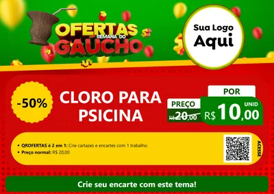 Modelo de Cartaz para Cartaz A4 Horizontal com o tema Ofertas Semana Do Gaúcho para Produtos para Piscina