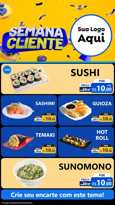 Modelo de TV para TV Vertical com o tema Semana do Cliente para Comida japonesa