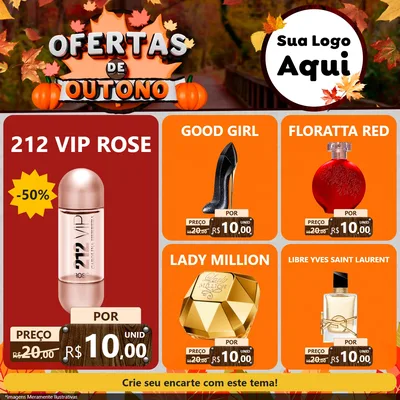 Modelo de Rede Social para Feed Facebook com o tema Ofertas de Outono para Perfumes