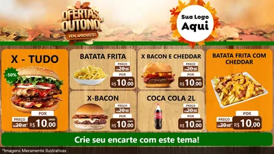Modelo de TV para TV Horizontal com o tema Ofertas de Outono - Vem, Aproveite! para Hamburgueria