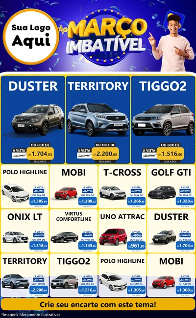 Modelo de Encarte para Encarte Grande com o tema Março Imbatível para Concessionaria de Carros