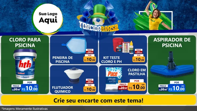 Modelo de TV para TV Horizontal com o tema Torcida Brasil - Copa para Produtos para Piscina