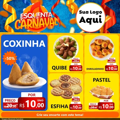 Modelo de Rede Social para Feed Facebook com o tema Esquenta de Carnaval para Salgadaria