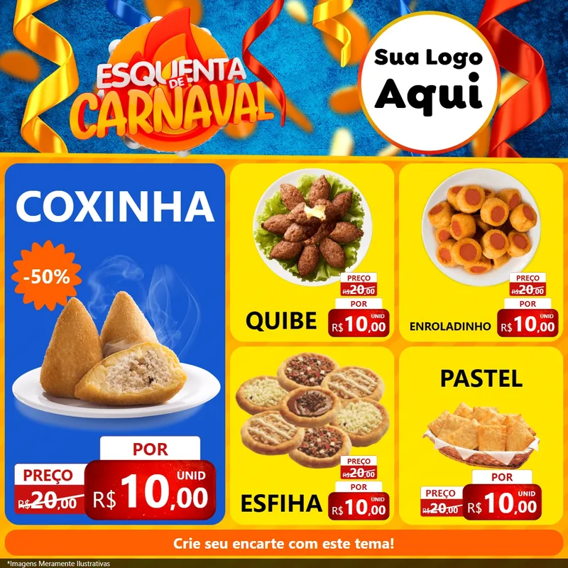 Modelo de Rede Social para Feed Facebook com o tema Esquenta de Carnaval para Salgadaria