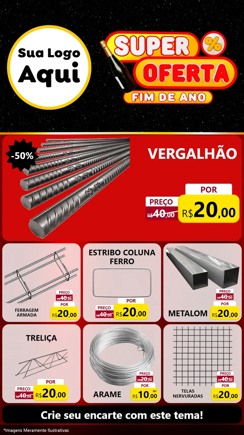Modelo de Rede Social para Stories com o tema Super Oferta Fim de Ano para Ferragens