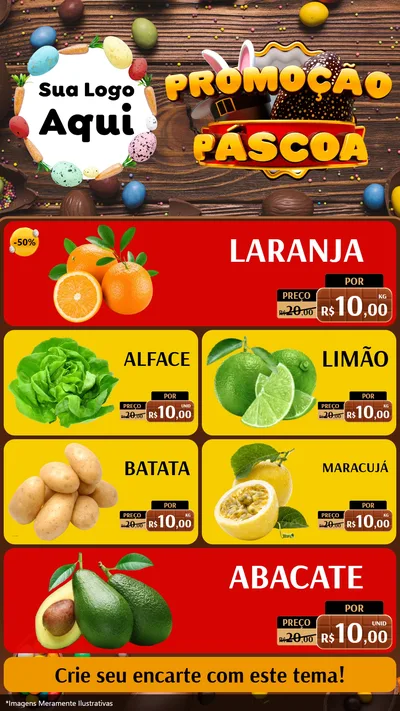 Modelo de TV para TV Vertical com o tema Promoção Páscoa para Hortifrúti