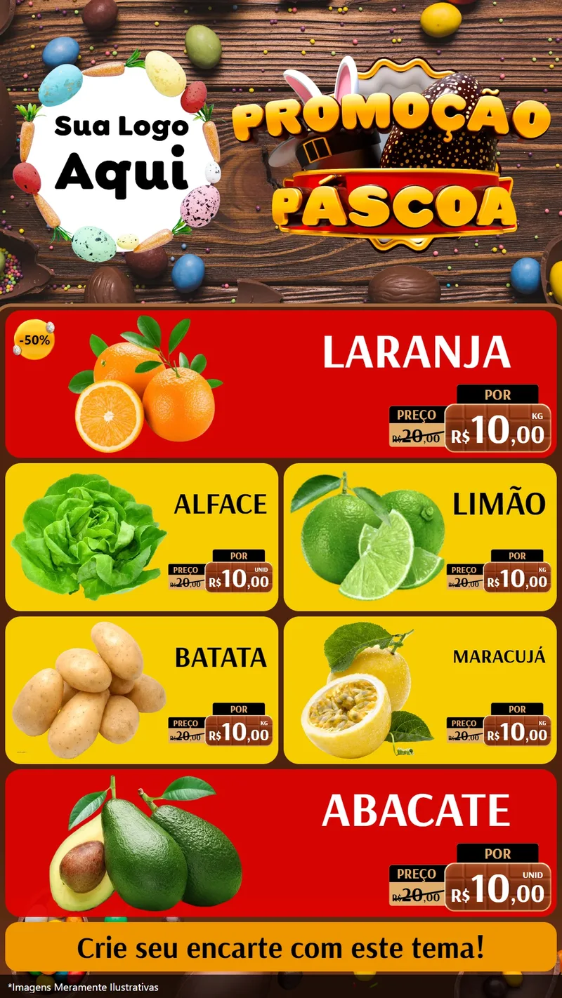 Modelo de TV para TV Vertical com o tema Promoção Páscoa para Hortifrúti