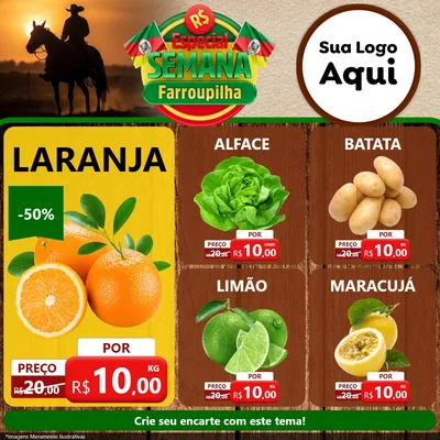 Modelo de Rede Social para Feed Facebook com o tema Especial Semana Farroupilha para Hortifrúti