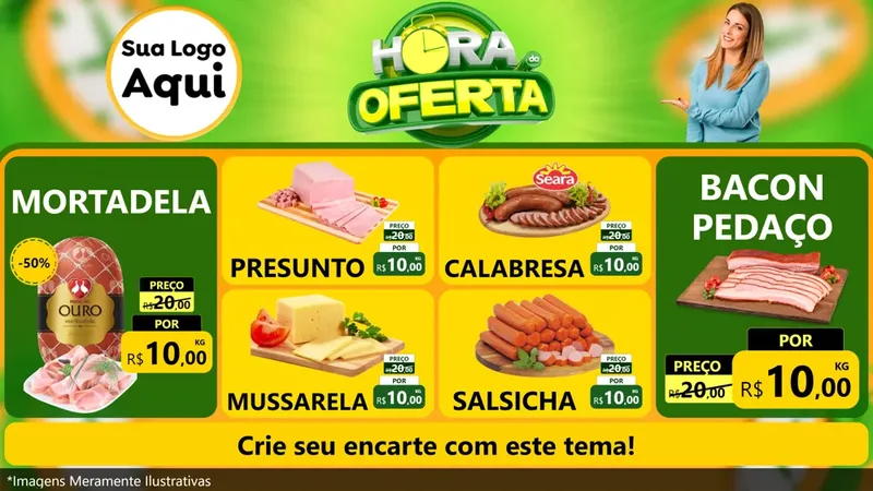 Modelo de TV para TV Horizontal com o tema Hora da Oferta para Frios e Laticínios